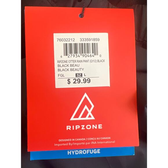 NWT RIPZONE Boys' Otter Rain Pant Black Beauty L - Picture 6 of 8